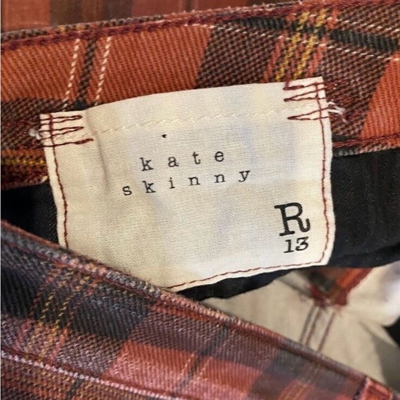 R13 Kate Plaid Mid-Rise Ankle Skinny Jeans Size 27 - Picture 8 of 9